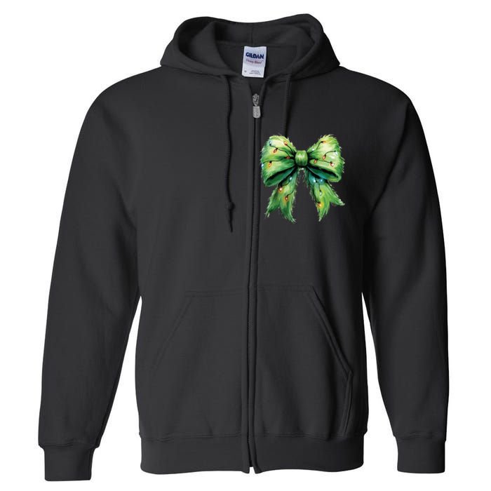 Christmas Bow Coquette Christmas Bow Full Zip Hoodie