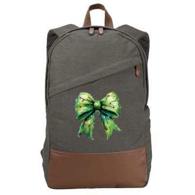 Christmas Bow Coquette Christmas Bow Cotton Canvas Backpack