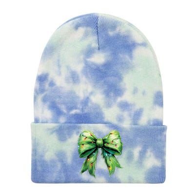 Christmas Bow Coquette Christmas Bow Tie Dye 12in Knit Beanie