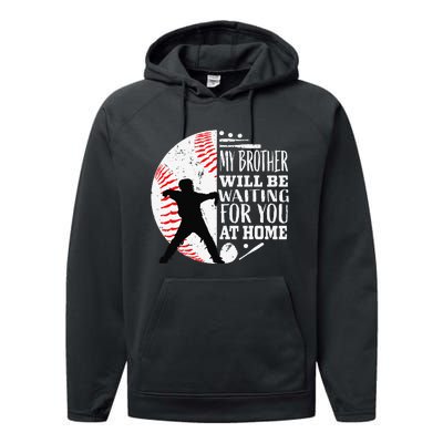 Cool Baseball Catcher Brother Big Bro Sister Quote Graphic Performance Fleece Hoodie