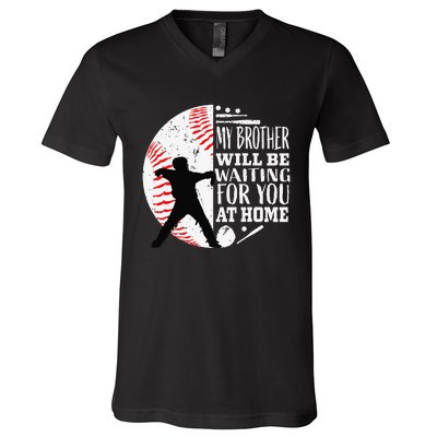 Cool Baseball Catcher Brother Big Bro Sister Quote Graphic V-Neck T-Shirt