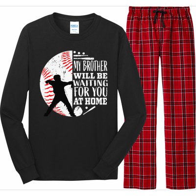 Cool Baseball Catcher Brother Big Bro Sister Quote Graphic Long Sleeve Pajama Set