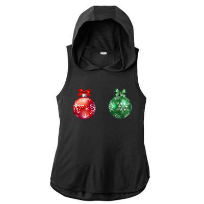 Christmas Balls Ladies PosiCharge Tri-Blend Wicking Draft Hoodie Tank