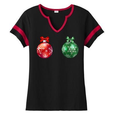 Christmas Balls Ladies Halftime Notch Neck Tee