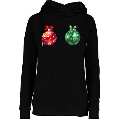 Christmas Balls Womens Funnel Neck Pullover Hood