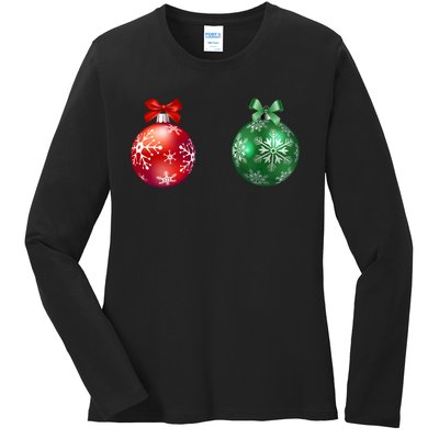 Christmas Balls Ladies Long Sleeve Shirt