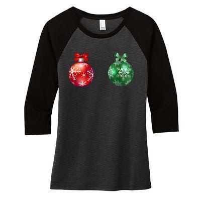 Christmas Balls Women's Tri-Blend 3/4-Sleeve Raglan Shirt