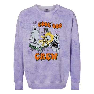 Code Boo Crew Funny Ghost Nurse Halloween Costume Colorblast Crewneck Sweatshirt