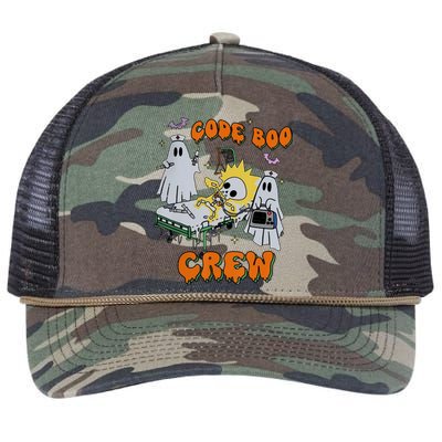 Code Boo Crew Funny Ghost Nurse Halloween Costume Retro Rope Trucker Hat Cap