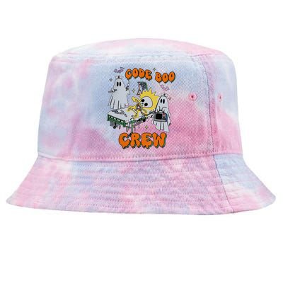 Code Boo Crew Funny Ghost Nurse Halloween Costume Tie-Dyed Bucket Hat