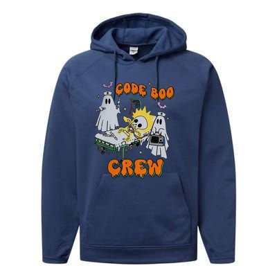 Code Boo Crew Funny Ghost Nurse Halloween Costume Performance Fleece Hoodie