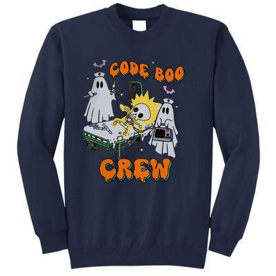 Code Boo Crew Funny Ghost Nurse Halloween Costume Tall Sweatshirt