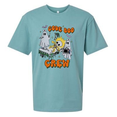 Code Boo Crew Funny Ghost Nurse Halloween Costume Sueded Cloud Jersey T-Shirt