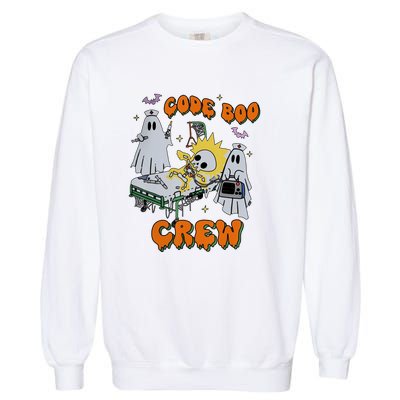 Code Boo Crew Funny Ghost Nurse Halloween Costume Garment-Dyed Sweatshirt