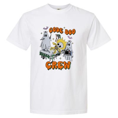 Code Boo Crew Funny Ghost Nurse Halloween Costume Garment-Dyed Heavyweight T-Shirt