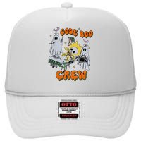 Code Boo Crew Funny Ghost Nurse Halloween Costume High Crown Mesh Back Trucker Hat