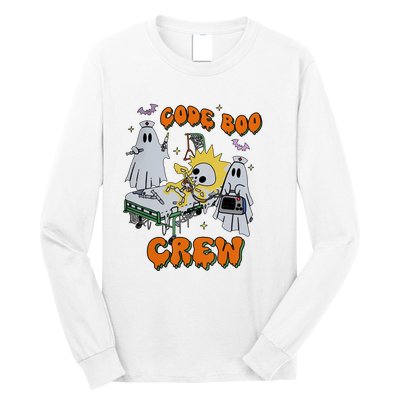 Code Boo Crew Funny Ghost Nurse Halloween Costume Long Sleeve Shirt