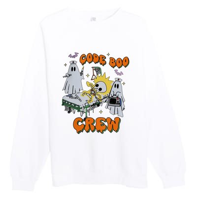 Code Boo Crew Funny Ghost Nurse Halloween Costume Premium Crewneck Sweatshirt