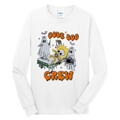 Code Boo Crew Funny Ghost Nurse Halloween Costume Tall Long Sleeve T-Shirt