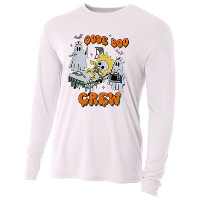 Code Boo Crew Funny Ghost Nurse Halloween Costume Cooling Performance Long Sleeve Crew