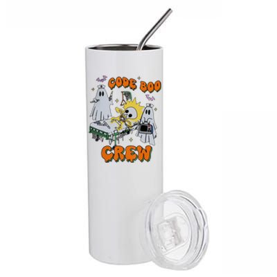 Code Boo Crew Funny Ghost Nurse Halloween Costume Stainless Steel Tumbler