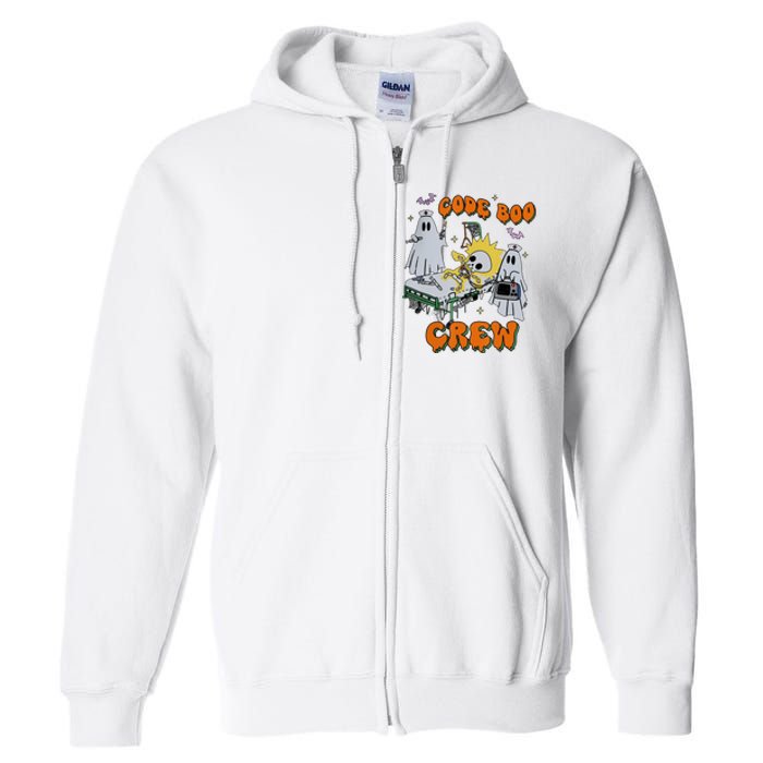 Code Boo Crew Funny Ghost Nurse Halloween Costume Full Zip Hoodie