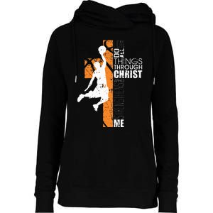 Christian Basketball Cross Gifts Womens Funnel Neck Pullover Hood