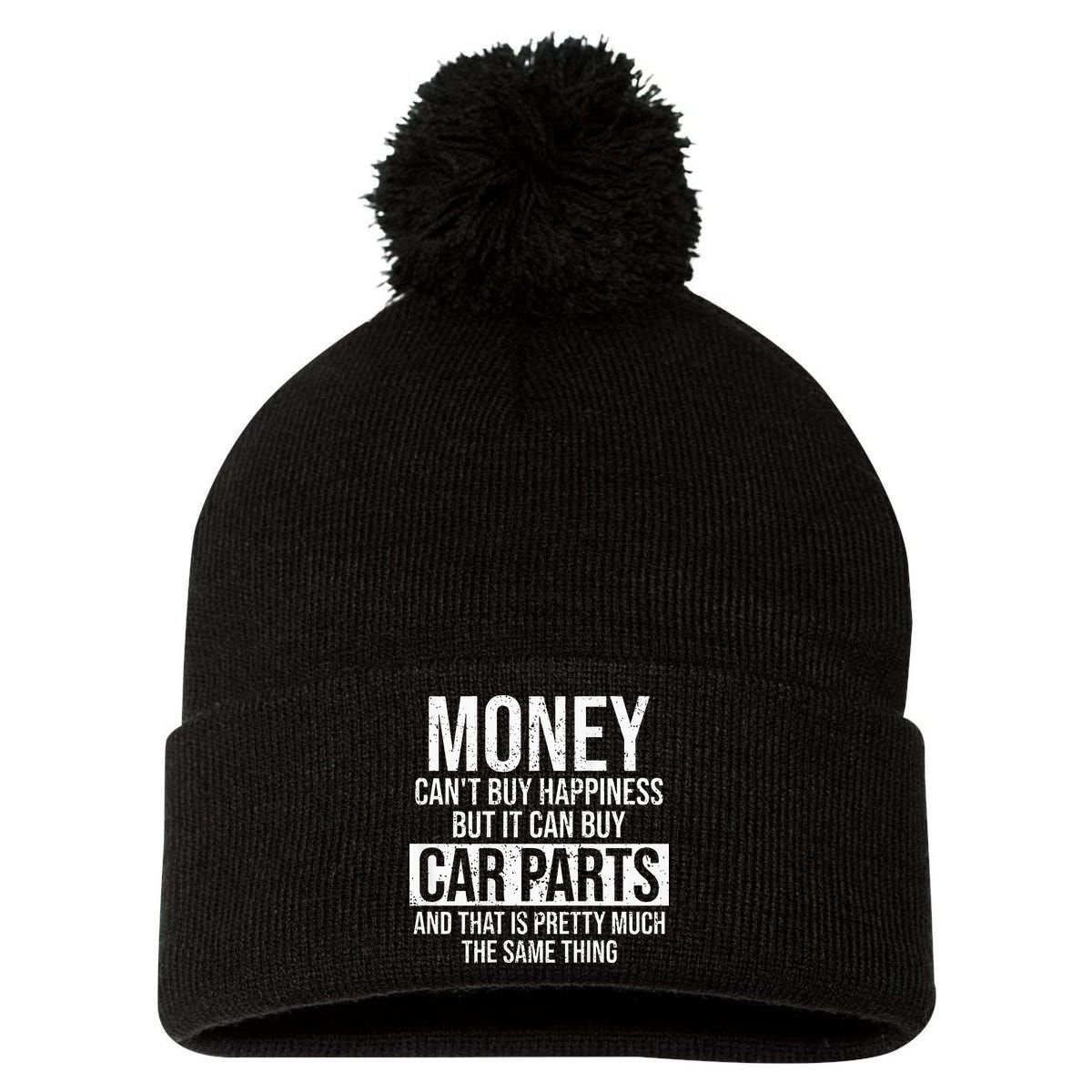 Can Buy Car Parts Funny Car Guy Car Lover Auto Mechanic Gift Pom Pom 12in Knit Beanie