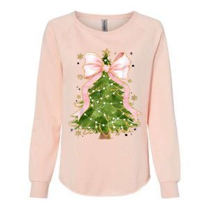 Coquette Bow Christmas Tree Xmas Holiday Girly Outfit Womens California Wash Sweatshirt