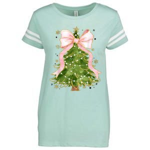 Coquette Bow Christmas Tree Xmas Holiday Girly Outfit Enza Ladies Jersey Football T-Shirt