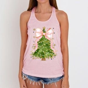 Coquette Bow Christmas Tree Xmas Holiday Girly Outfit Women's Knotted Racerback Tank