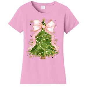 Coquette Bow Christmas Tree Xmas Holiday Girly Outfit Women's T-Shirt