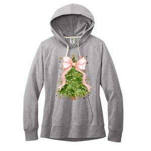 Coquette Bow Christmas Tree Xmas Holiday Girly Outfit Women's Fleece Hoodie