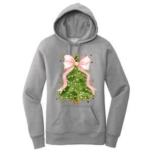 Coquette Bow Christmas Tree Xmas Holiday Girly Outfit Women's Pullover Hoodie