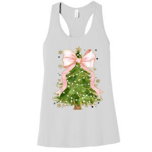 Coquette Bow Christmas Tree Xmas Holiday Girly Outfit Women's Racerback Tank