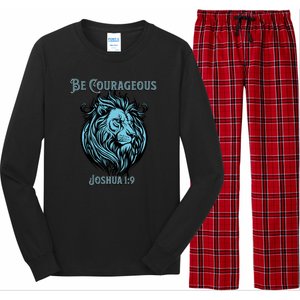 Christian Be Courageous Joshua 1:9 Faith Lion Of Judah Long Sleeve Pajama Set