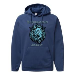 Christian Be Courageous Joshua 1:9 Faith Lion Of Judah Performance Fleece Hoodie