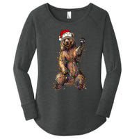 Cute Bear Christmas Lights Santa Hat Merry Christmas Women's Perfect Tri Tunic Long Sleeve Shirt