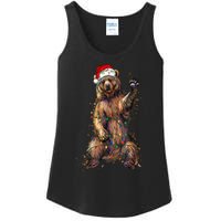 Cute Bear Christmas Lights Santa Hat Merry Christmas Ladies Essential Tank