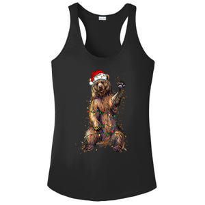 Cute Bear Christmas Lights Santa Hat Merry Christmas Ladies PosiCharge Competitor Racerback Tank