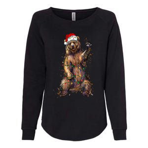 Cute Bear Christmas Lights Santa Hat Merry Christmas Womens California Wash Sweatshirt