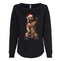 Cute Bear Christmas Lights Santa Hat Merry Christmas Womens California Wash Sweatshirt