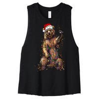 Cute Bear Christmas Lights Santa Hat Merry Christmas Women's Racerback Cropped Tank