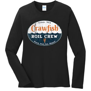 Crawfish Boil Crew Louisiana Retro Food Festival Crayfish Ladies Long Sleeve Shirt