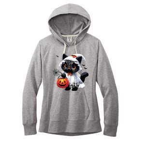 Cute Black Cats In Ghost Costume Halloween Women's Fleece Hoodie