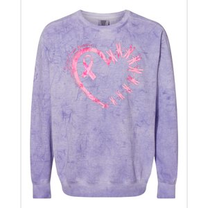 Cute Breast Cancer Awareness Dragonfly Heart Colorblast Crewneck Sweatshirt