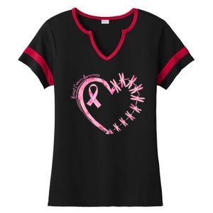 Cute Breast Cancer Awareness Dragonfly Heart Ladies Halftime Notch Neck Tee