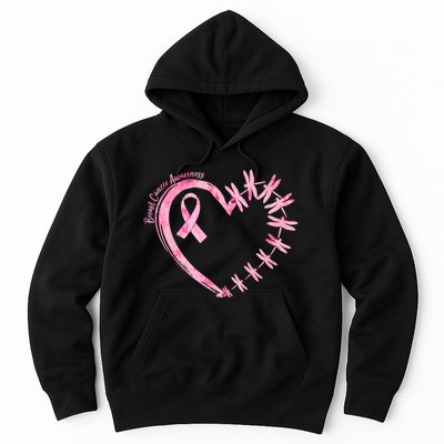 Cute Breast Cancer Awareness Dragonfly Heart Hoodie