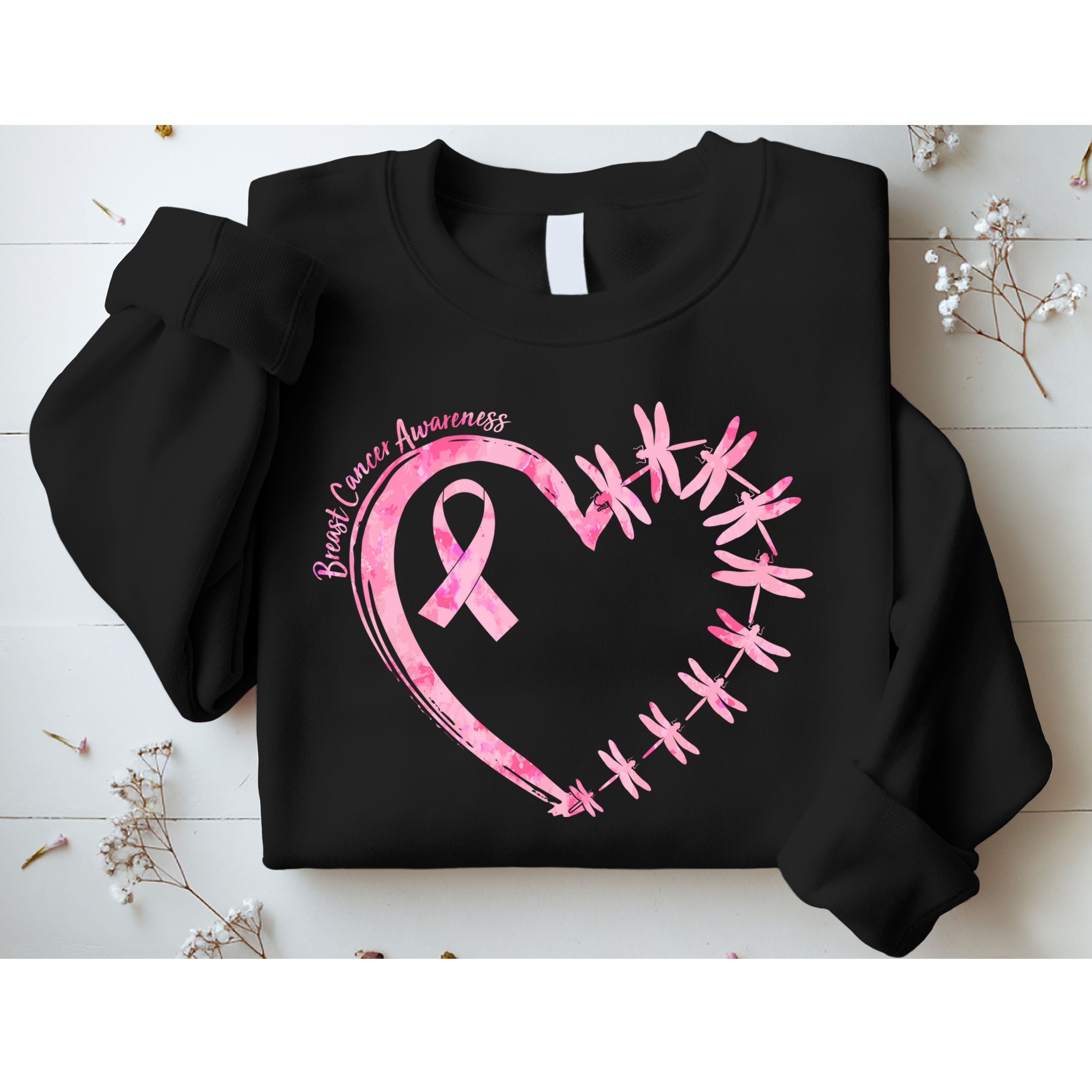 Cute Breast Cancer Awareness Dragonfly Heart Sweatshirt