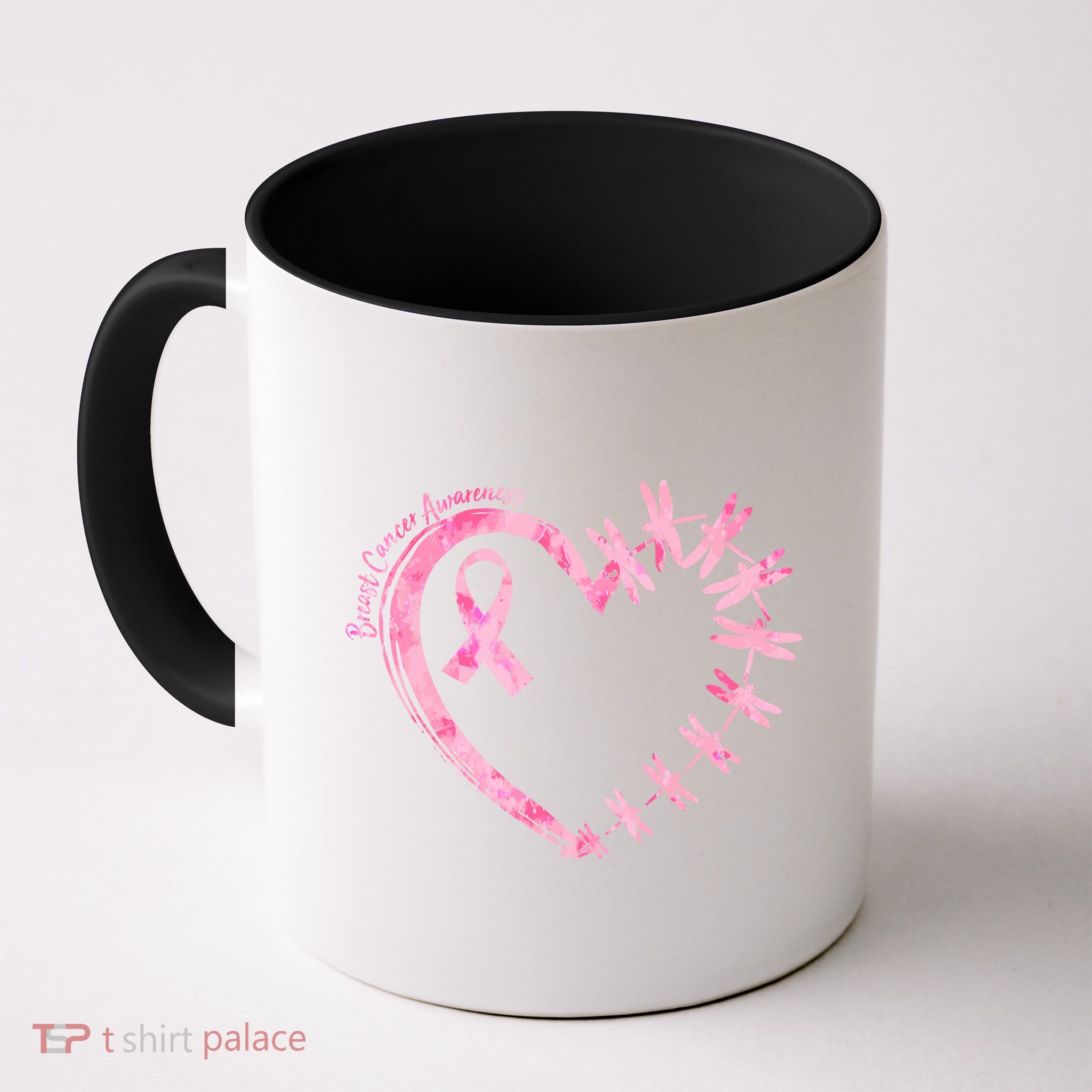 Cute Breast Cancer Awareness Dragonfly Heart Mug